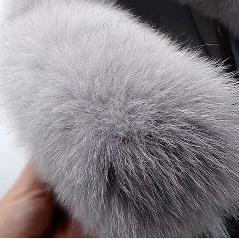 New Winter Denim Jacket Women Fashion Overcoat Faux Fox Fur Collar Jean Coat Female Short Warm Parkas Rabbit Hair Lining Outwear - Image 3