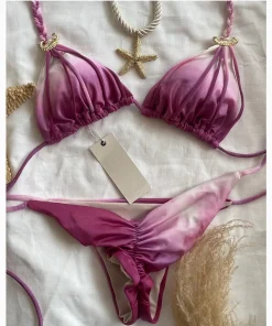 Alternative view of New bikini sexy tie dye split style swimwear for woman accessories swimsuit