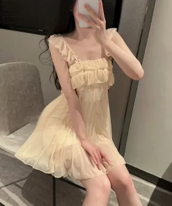 Spring Nightdress Women Lace Sweet Nightgown Home Dress Pajamas Summer Girl Princess Style Soft Sleepwear Nightwear Outwear - Image 3