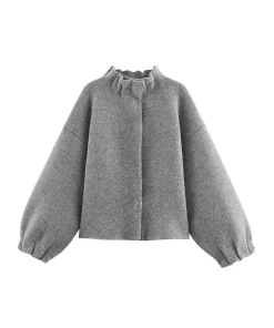 TFMLN Women's Knitted Mini Skirt Set Long Sleeve Loose Bomber Jacket Top A-Line Short Skirt Autumn Winter New Elegant Suit - Image 4