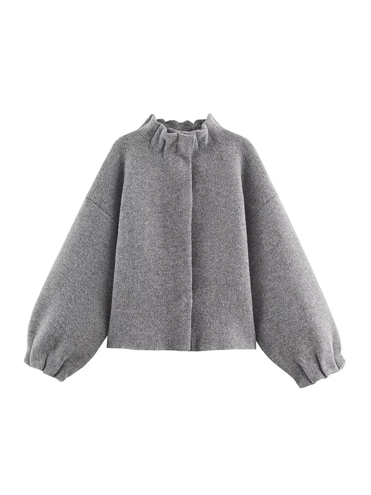 TFMLN Women's Knitted Mini Skirt Set Long Sleeve Loose Bomber Jacket Top A-Line Short Skirt Autumn Winter New Elegant Suit - Image 4