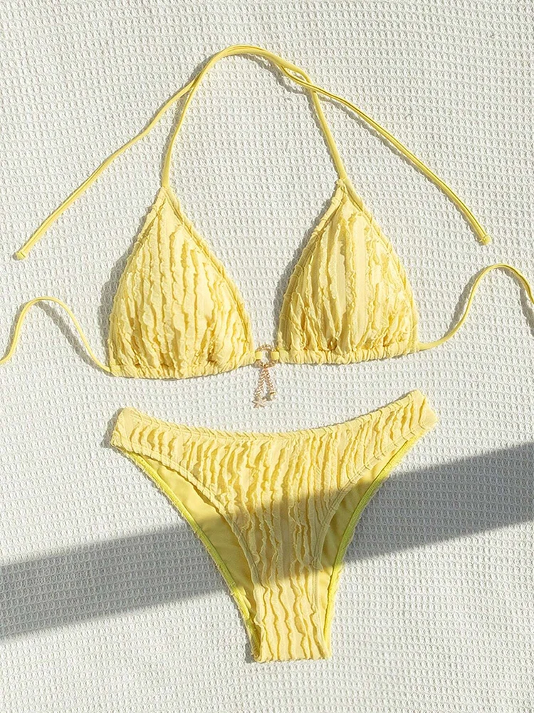 Sexy Bikinis Sets Two-piece Women's Swimsuit Ruffled Halter Neck Bikini 2025 Female Swimwear for Woman Beach Wear Bathing Suit - Image 2