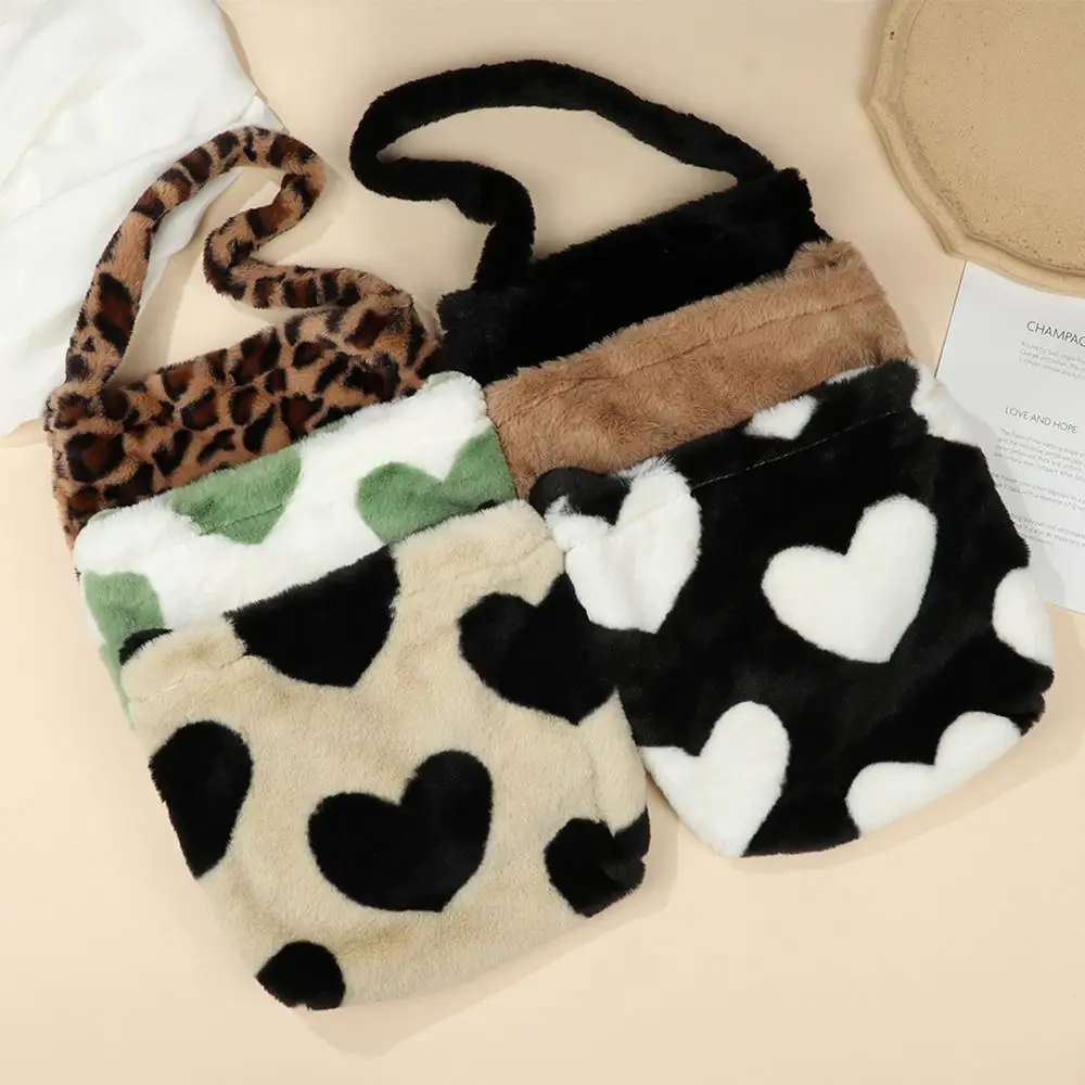 Women Girls Fluffy Shoulder Bag Top-handle Bag Female Autumn Winter Handbag Plush Tote Fashion Shopping Bag - Image 2