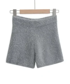 Women's Autumn Winter Faux Mink Hair Shorts Sweet Soft High Waist Slim Hairy Elasticity Shorts Fashion Knitting Homewear Shorts - Image 5
