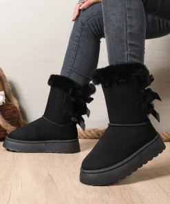 Winter Women Mid-calf Boots Thick Plush Thick Sole Non-slip Fashion Snow Boots Women Solid Color Classic Retro Shoes for Women - Image 5