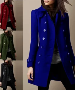 Streetwear Women Jackets Lined Double-breasted Ladies Loose Wool Overcoat Elegant Lapel Solid Pocketed Coats For Autumn Winter - Image 6