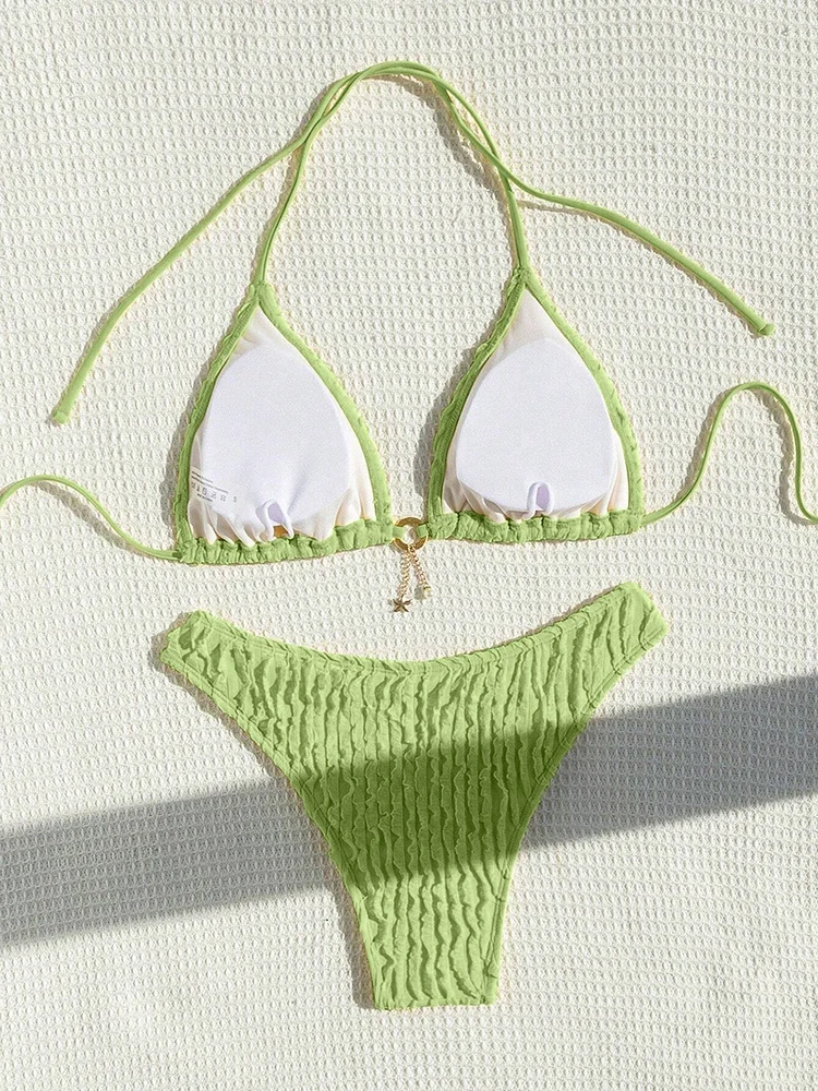 Sexy Bikinis Sets Two-piece Women's Swimsuit Ruffled Halter Neck Bikini 2025 Female Swimwear for Woman Beach Wear Bathing Suit - Image 5