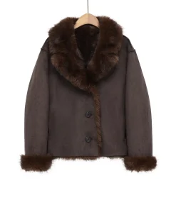 2025 Autumn New Women's Casual Lapel Long Sleeve Fashion Button-Down Reversible Faux Fur Effect Jacket