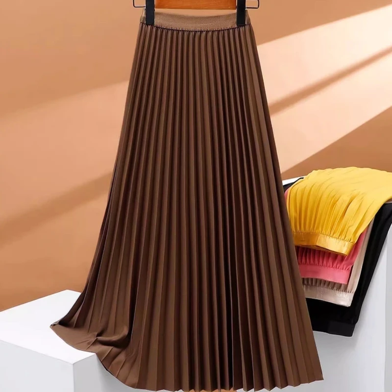 Ladies Fashion Casual Long Skirt Elegant Vintage Pleated Skirts Women Temperament Party Wear Faldas Woman Clothing Streetwear - Image 2