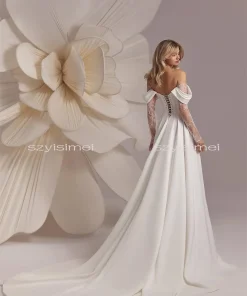Mordern Off Shoulder Wedding Dresses A-Line Bridal Gown For Wedding Customized Bride Dresses vestidos de novia robe de mariée - Image 4