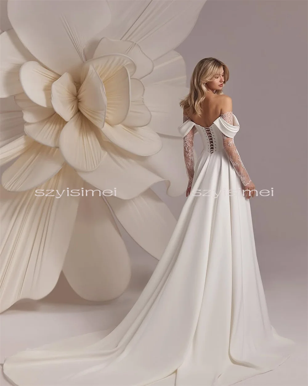 Mordern Off Shoulder Wedding Dresses A-Line Bridal Gown For Wedding Customized Bride Dresses vestidos de novia robe de mariée - Image 4