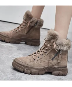 Winter Shoes Women Snow Boots Thick Sole Warm Plush Genuine Leather Brand Ladies Ankle Booties Non-slip Plus Size 41 - Image 5