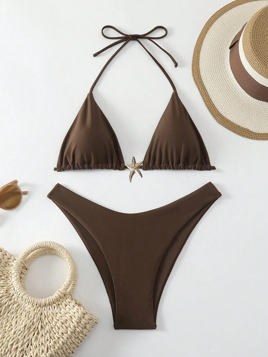 Sexy Bikini Set Solid Swimsuit Women Beachwear 2026 Thong Micro Bikinis Female Swimwear High Cut Neck Bathing Suit Beach Biquini - Image 5