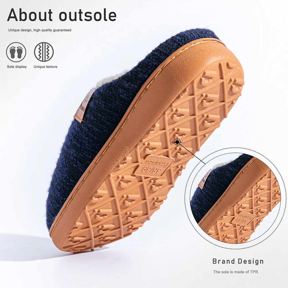 Pmoiste Soft Knited House Slippers Women Comfortable Warm TPR Wedge Memory Foam Designer Luxury Living Room Shoes Winter Indoor - Image 5