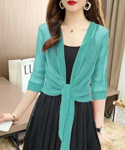 Summer Cardigan Ladies Sexy Thin Sunscreen Short Jacket ling Dress Thin Short Coat Short Type Shawl Sunscreen Jacket Cardigan
