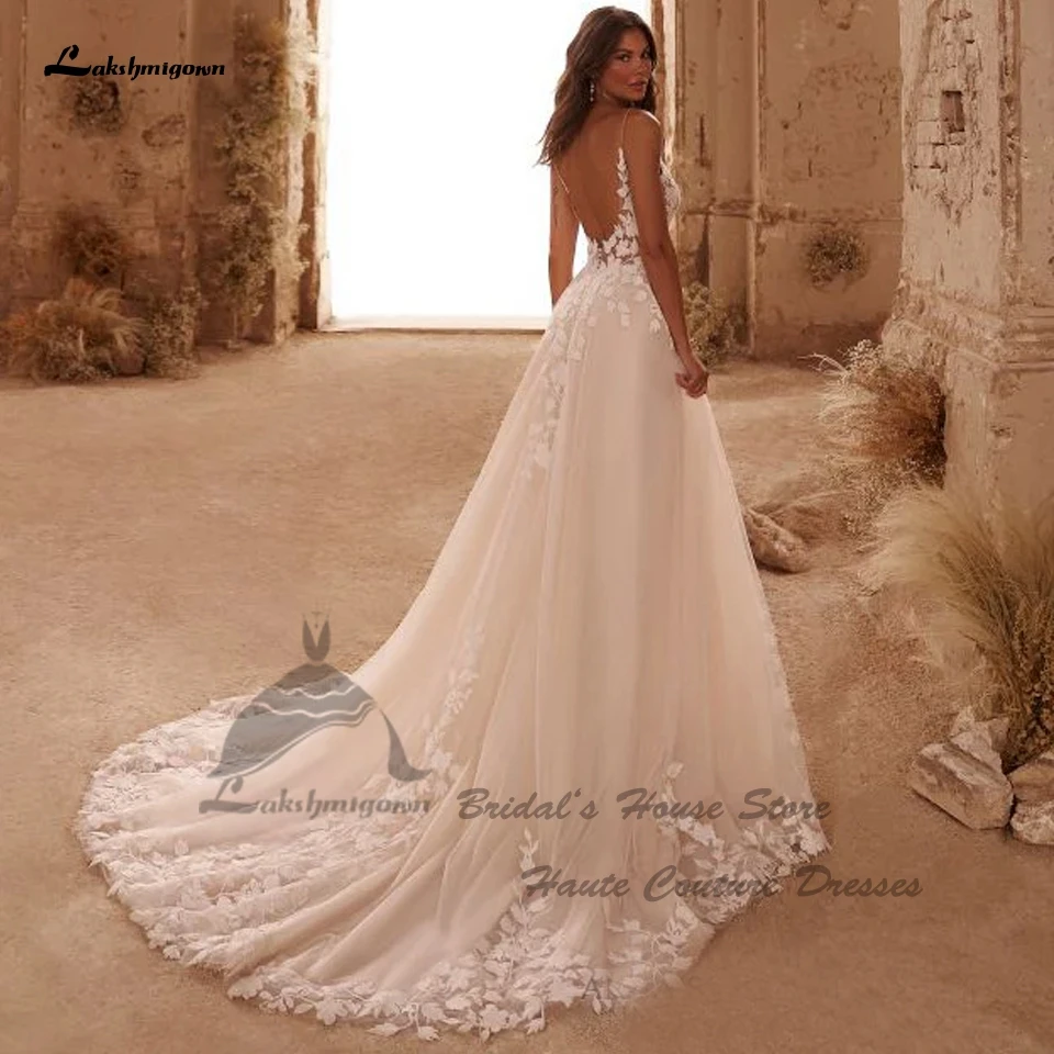 Lakshmigown Civil Boho Beach Wedding Dresses V Neck Lace Appliques 2025 Vedtidos Corset Sexy Women Bridal Gowns Customized - Image 2