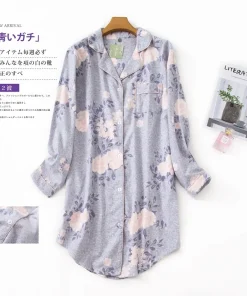 Winter 100% Brushed cotton nightshirts women nightgowns sleepwear fashion plaid Plus size sleepdress night dress nightwear - Image 4