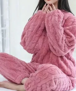 Warm Winter Nightwear Thick Pajamas Sets Pajamas Set Woman Home Wear Women Ensembles Pyjama Femme Ensemble Women's Pajama Set - Image 4