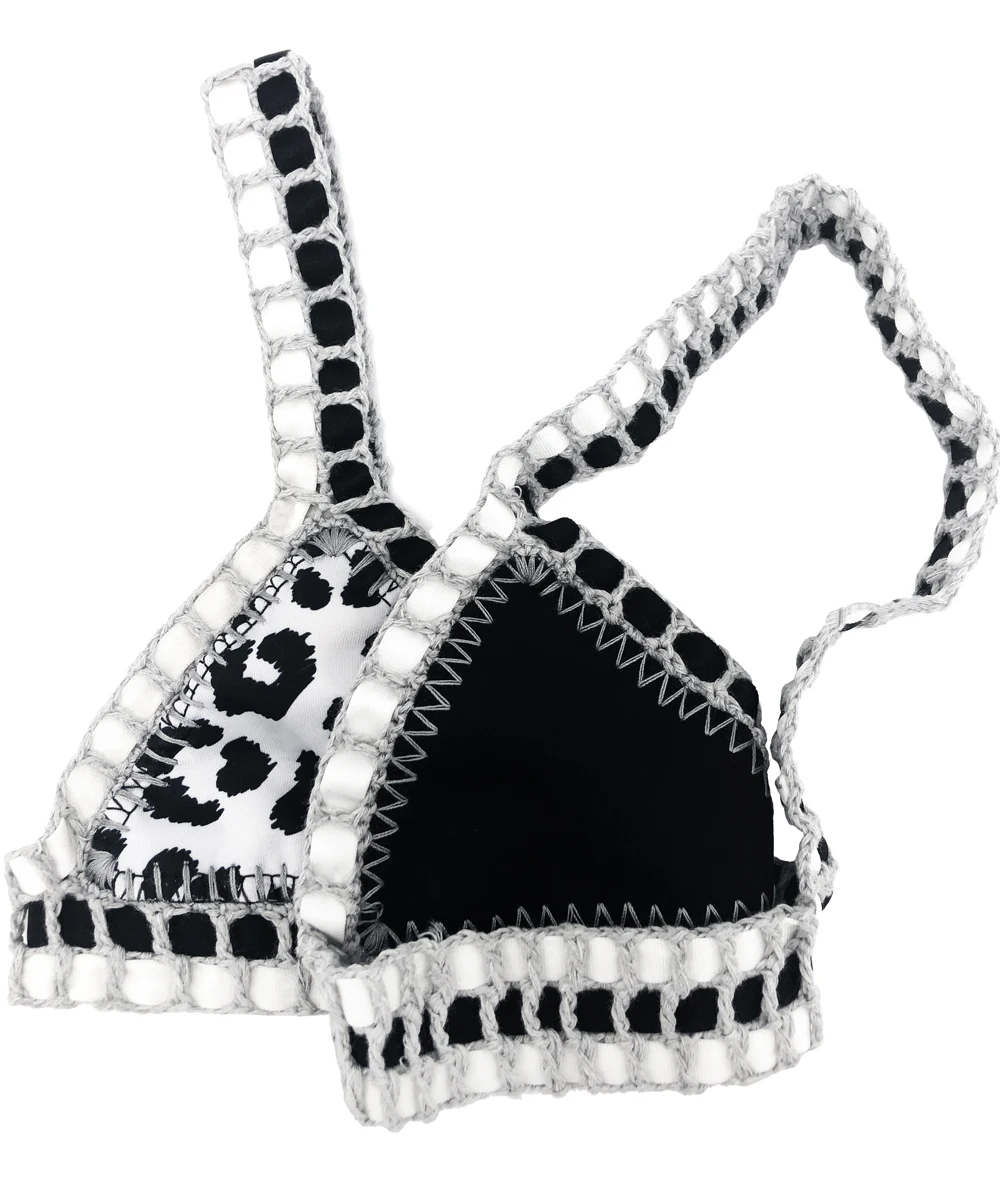 Reversible Leopard Handmade Crochet Bikinis Set Black Poolside Swimwear Blue Paisley Luxury Swimsuit maillot de bain femme - Image 4