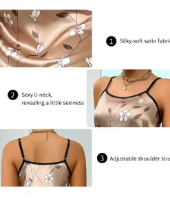 Women's Sleepwear Summer Floral Print Satin Nightgown Casual Sleeveless Backless Slip Night Dress Sexy Nightdress Home Clothes - Image 5