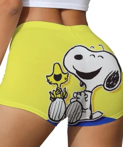 Snoopy cartoon print Sweet Home Womens Shorts Summer Elastic Waist Straight Short Pants Vintage Cute Home Cozy Woman Underwear Y - Image 3