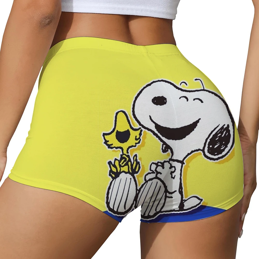 Snoopy cartoon print Sweet Home Womens Shorts Summer Elastic Waist Straight Short Pants Vintage Cute Home Cozy Woman Underwear Y - Image 3