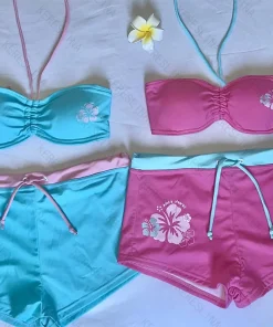 Alternative view of Y2k Retro millennium Girly style subculture hanging neck suspender Sexy Cutie summer beach kawaii classic comfortable bikini set
