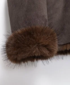 2025 Autumn New Women's Casual Lapel Long Sleeve Fashion Button-Down Reversible Faux Fur Effect Jacket - Image 5
