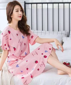 Short-Sleeved Nightgown Ladies Dress Nightgown Female Students Homewear in the Long Skirt Autumn Winter Sexy Sweet Cute Dress - Image 4