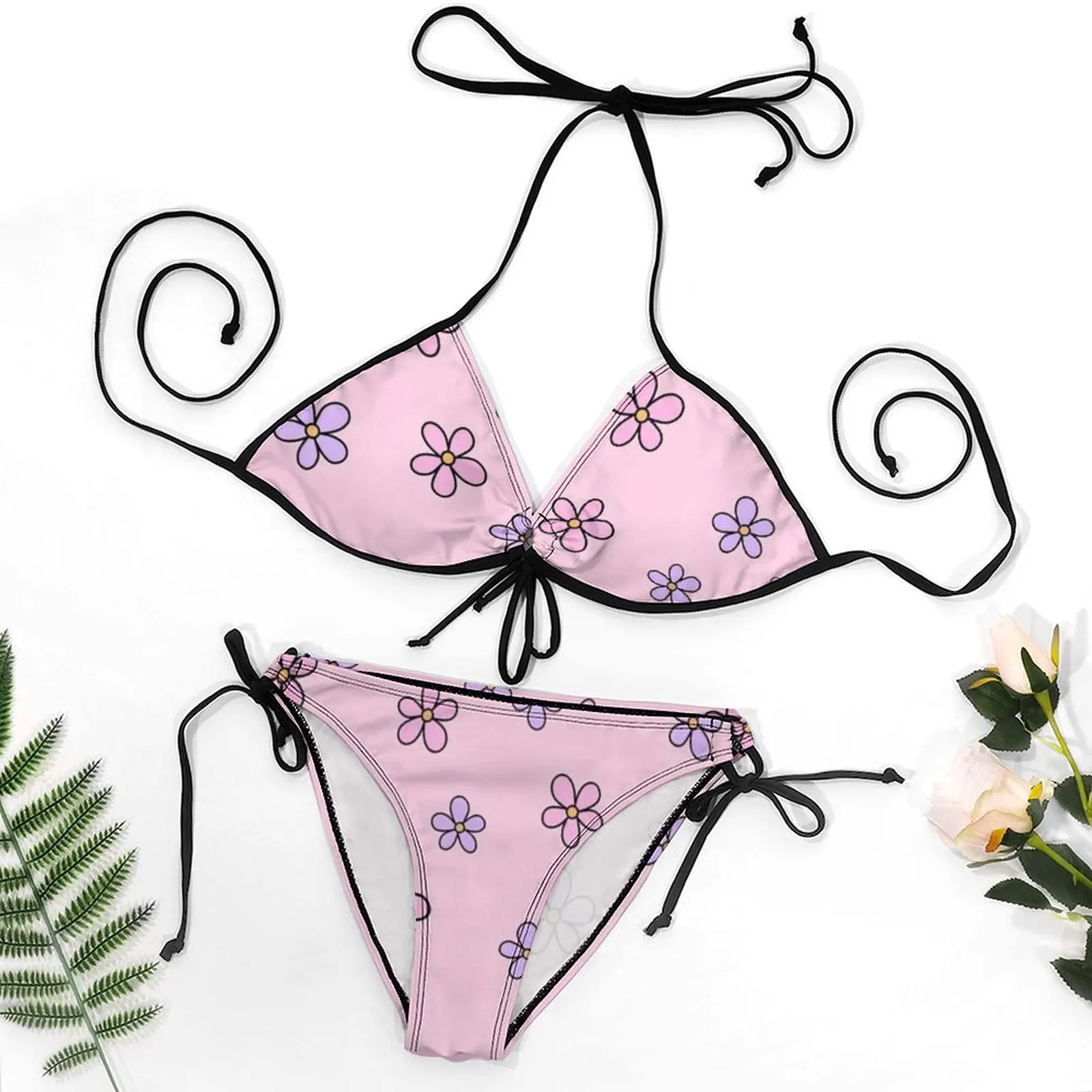 Women's floral theme swimsuit - two-piece bikini set - sophisticated and sexy style - adjustable shoulder straps - Image 6