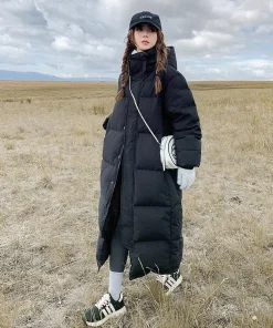 Mid drama down cotton jacket for women, slim fit cotton jacket for women, over the knee 2025 new thick cotton jacket jacket for - Image 3