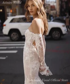 Newest Wedding Dresses Lace Mermaid Long Sleeves Off The Shoulder With Illusive Back Customized Bride Gowns Vestidos De Novia - Image 5