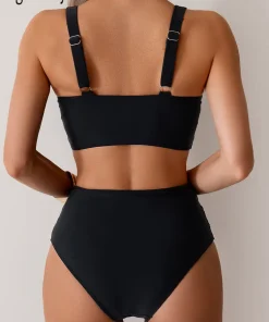 VigoBreviya 2025 Sexy Solid Strapped Swimwear Women Cross Push Up Bikini Set Brazilian Lady Swimsuit High Waist Beach Bath Suit - Image 5