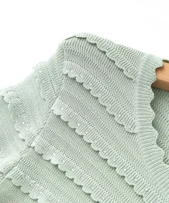 In Stock Lady Fine Workmanship Hot Drilling 2Pcs O-neck Single-breasted Cardigan Mermaid Long Skirt Women Solid Knit Twin Sets - Image 5