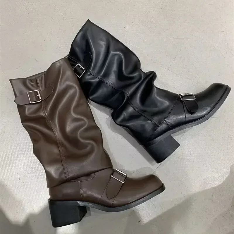 Woman Boots Knee High Platform Chunky Heels Trend Punk Gothic New Rock Leather Fashion Women's Shoes Motorcycle Footwear - Image 6