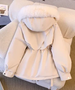 Fleece Lined Hood Down Jacket Winter Coat for Women Warm Drawstring Padded Parkas Korean Casual Streetwear Female Puffer Outwear - Image 5