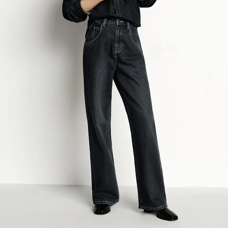 Semir Jeans Women Wide Leg Fleece Lined Comfortable High Waist Winter 2025 New Floor-Length Pants with Leg-Elongating Effect - Image 4