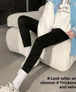 Women Thermal Leggings Winter Warm Elastic Translucent Pantyhose Female Fleece Thermal High Waist Slim Thicken Tight Pants - Image 4