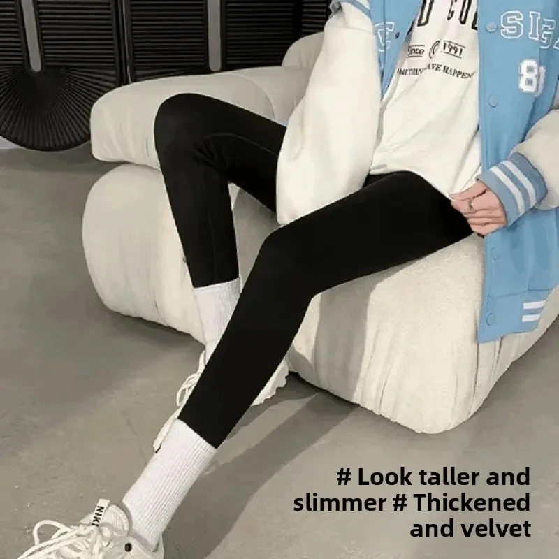 Women Thermal Leggings Winter Warm Elastic Translucent Pantyhose Female Fleece Thermal High Waist Slim Thicken Tight Pants - Image 4