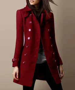 Streetwear Women Jackets Lined Double-breasted Ladies Loose Wool Overcoat Elegant Lapel Solid Pocketed Coats For Autumn Winter - Image 5