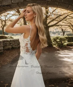 Lakshmigown Vintage Lace Boho Wedding Dresses 2026 Sukienki Puffy Chiffon Beach Bridal Gowns Lace Spaghetti Straps Customized - Image 5