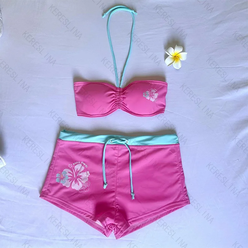 Y2k Retro millennium Girly style subculture hanging neck suspender Sexy Cutie summer beach kawaii classic comfortable bikini set - Image 4
