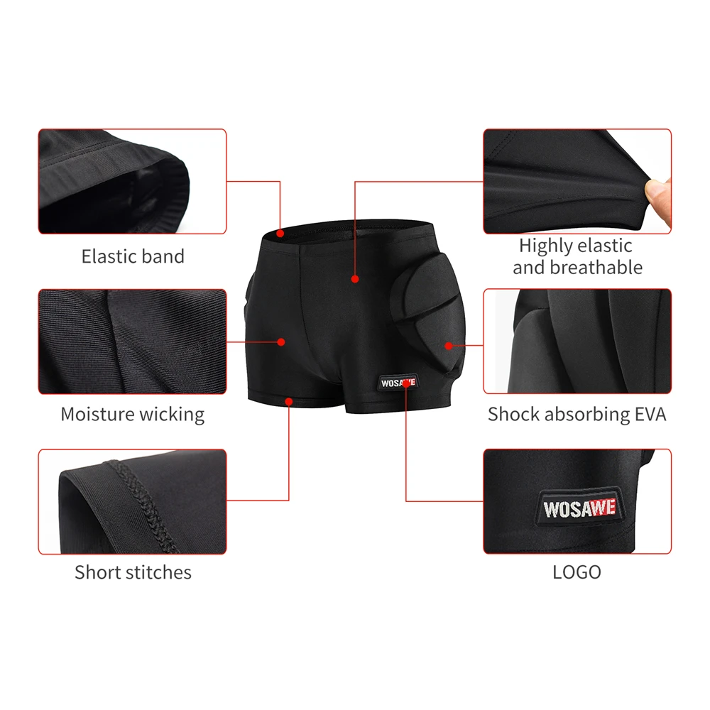 WOSAWE Padded Shorts Men Women Hip Butt Protective Shorts for Skateboard Snowboard Skiing Winter Outdoor Sports Protector Gear - Image 5