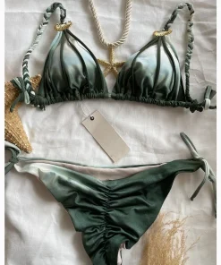 New bikini sexy tie dye split style swimwear for woman accessories swimsuit - Image 3