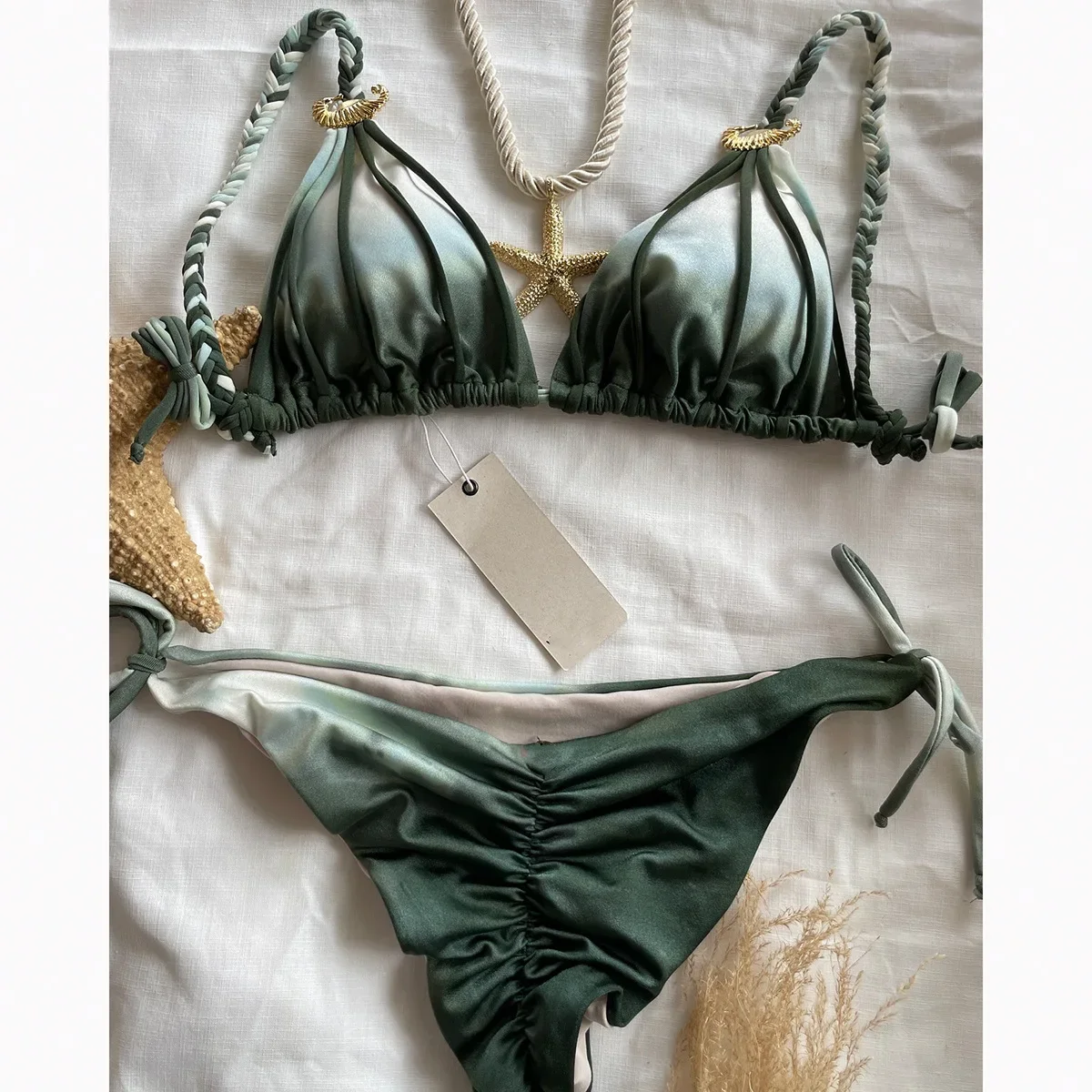 New bikini sexy tie dye split style swimwear for woman accessories swimsuit - Image 3