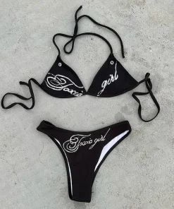 2025 summer women new letter printed sexy bikini set women's swimsuit swimsuit hot pants set summer casual fashion Y2k style - Image 3