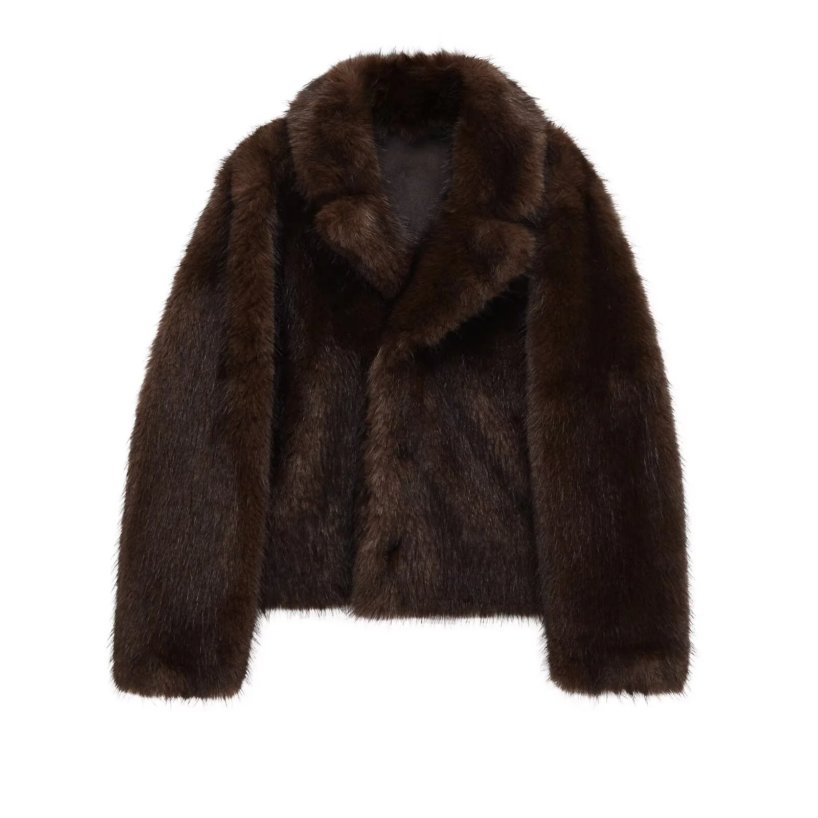 2025 Autumn New Women's Casual Lapel Long Sleeve Fashion Button-Down Reversible Faux Fur Effect Jacket - Image 6