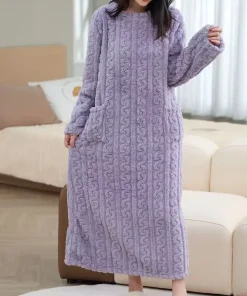 Pajamas Winter Women's Nightie Long Sleeve Pajamas Sleep Dress Sleeping Sleepwear Dress Nightgowns Woman Room Wear Ladies Winter - Image 6