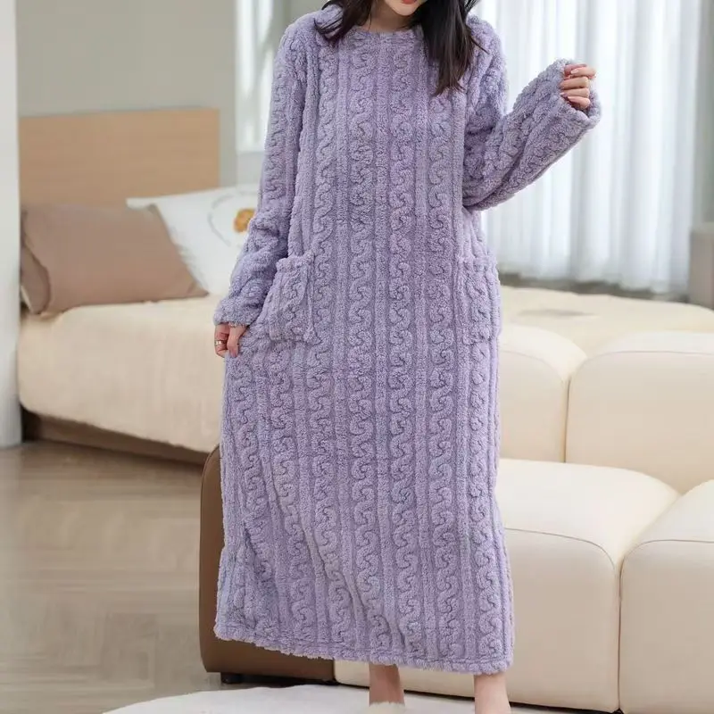 Pajamas Winter Women's Nightie Long Sleeve Pajamas Sleep Dress Sleeping Sleepwear Dress Nightgowns Woman Room Wear Ladies Winter - Image 6