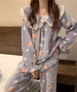 Warm Sleepwear Small Bear Peach Coral Velvet Two-Piece Set Women Pajamas Autumn and Winter Thickening Home Wear School Sleepwear - Image 5